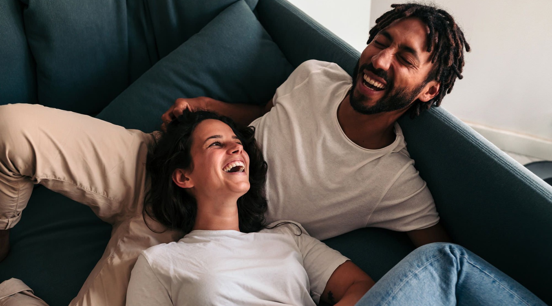 a man and woman laughing